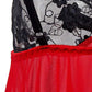 Black Red Transparent Lingerie Babydolls Dress