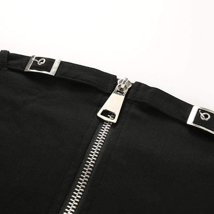 Kinky Cloth 200003588 Black Tube Zipper Crop Top