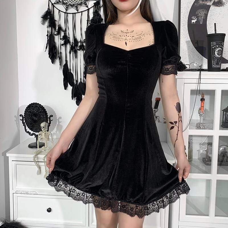 Kinky Cloth Black Velvet Vintage Dress