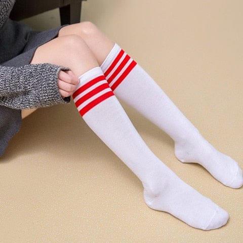 Kinky Cloth red stripe white 40 / One Size Black White Lolita Socks