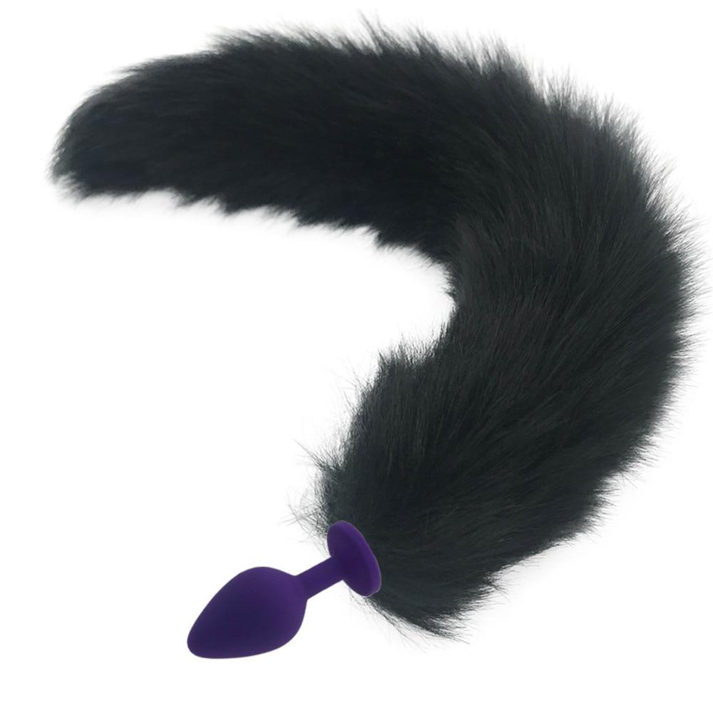 Kinky Cloth Accessories Medium 105 Black Wolf Long Tail Plug