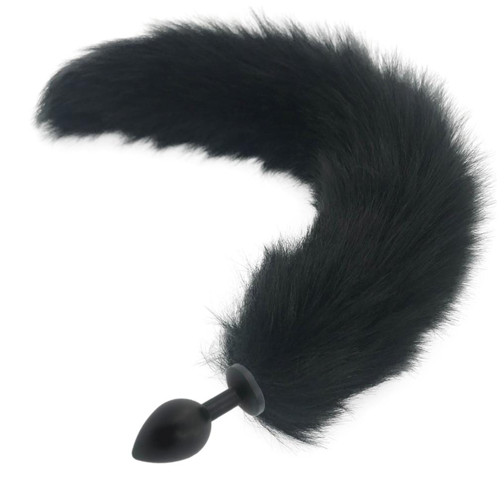 Kinky Cloth Accessories Medium 120 Black Wolf Long Tail Plug