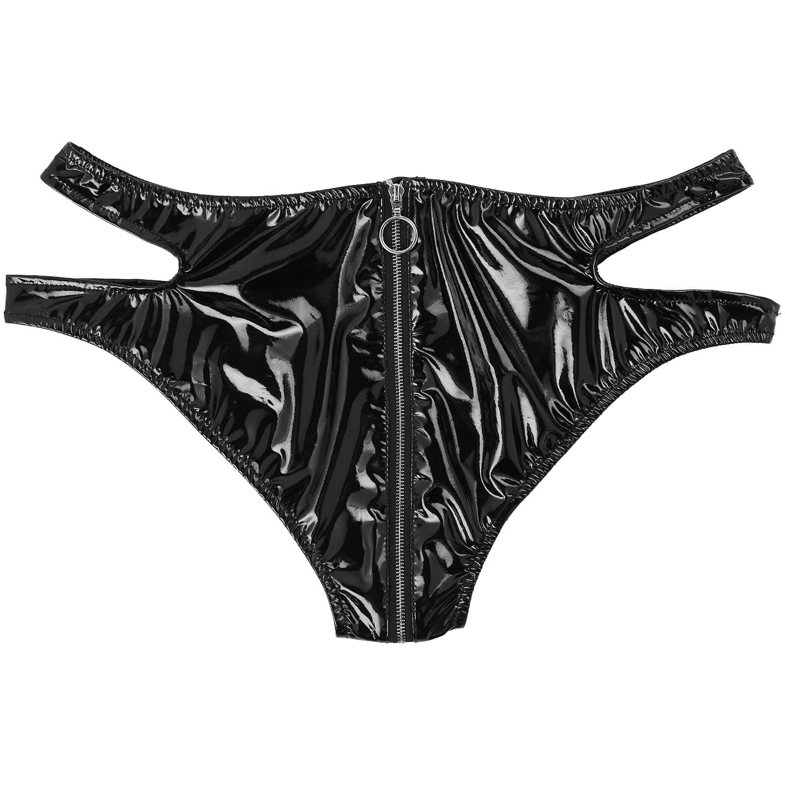 Kinky Cloth 351 Black Zipper Crotch Shiny Panties