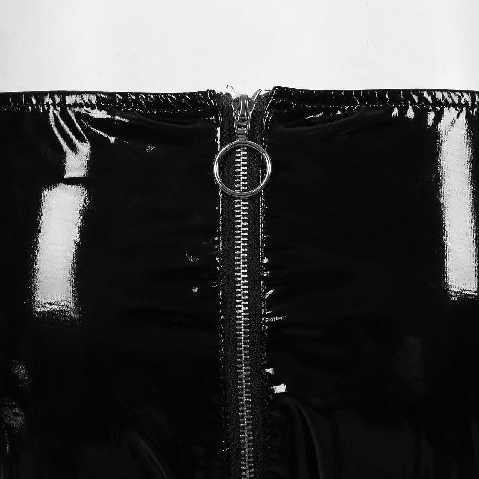 Kinky Cloth 351 Black Zipper Crotch Shiny Panties