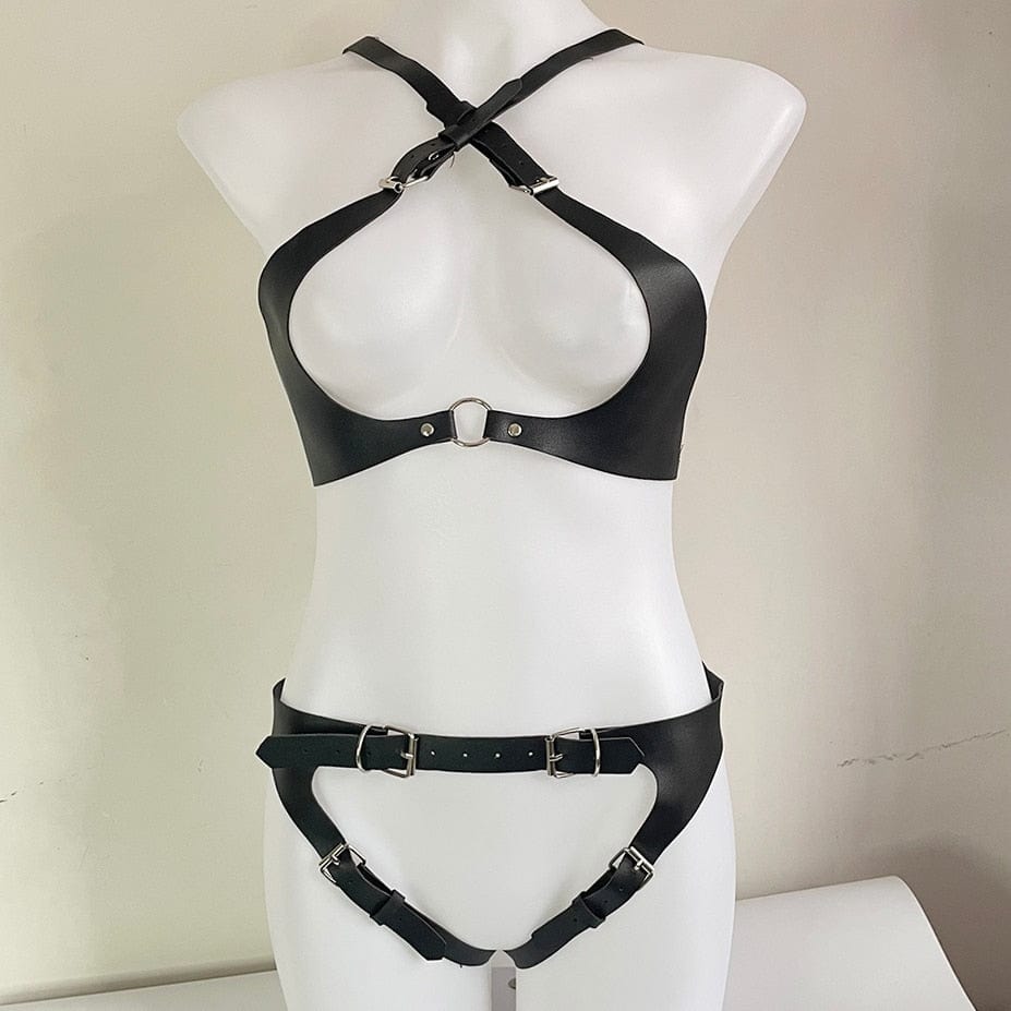 Kinky Cloth Body Bondage Leather Harness Set