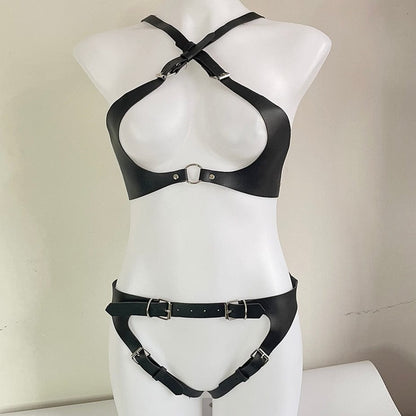 Kinky Cloth Body Bondage Leather Harness Set