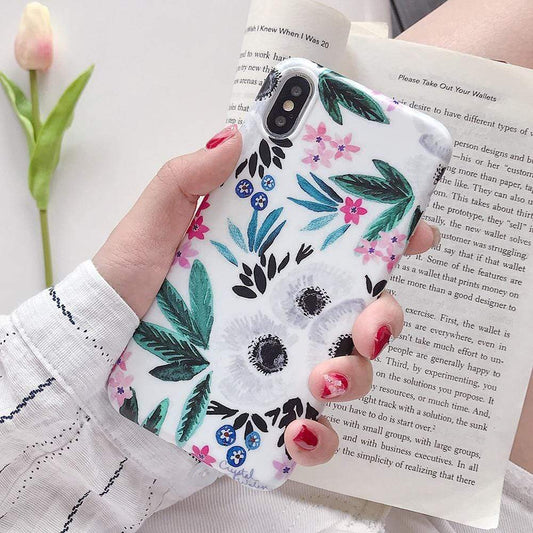 Kinky Cloth 380230 Style2 / For 7 Plus or 8 Plus Botanical Flowers and Leaves iPhone Case