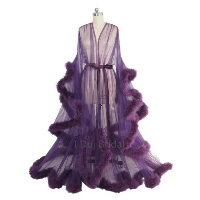 Kinky Cloth dark purple / XXS Boudoir Feather Sheer Robe