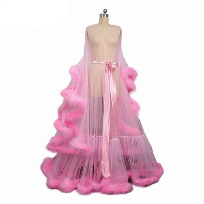 Kinky Cloth pink / XXS Boudoir Feather Sheer Robe