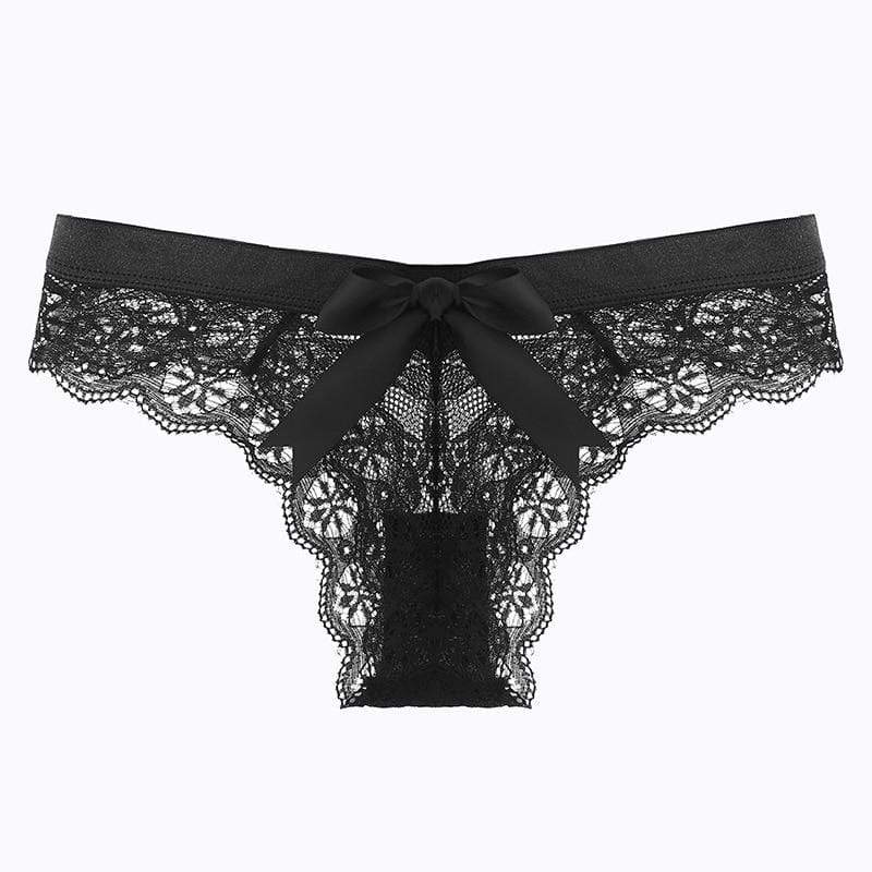Kinky Cloth 351 Black / S Bow Back Lace Panties