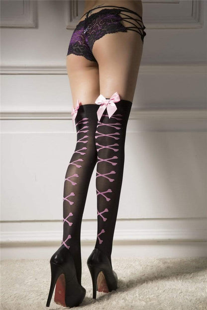 Kinky Cloth 200000868 Bow Lace Fishnet Thigh High Stockings
