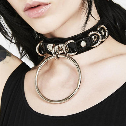 Braided Metal O-Round Collar Choker, Gothic Rivet Leather Cage Choker –  Kinky Cloth
