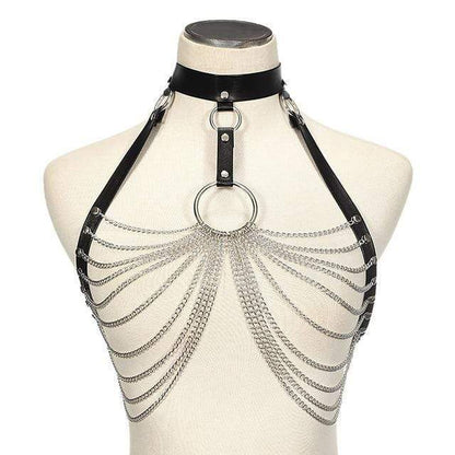 Kinky Cloth Harnesses Black Breast Chain Harness