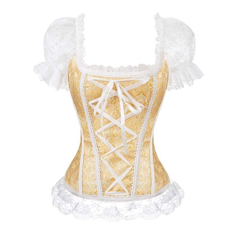 Kinky Cloth 200001885 Gold / S Brocade Corset Lace Up With Sleeves