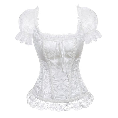 Kinky Cloth 200001885 White / S Brocade Corset Lace Up With Sleeves