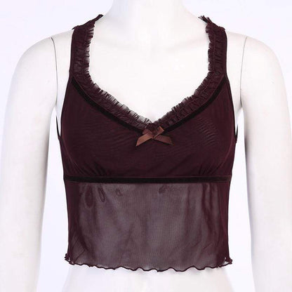 Kinky Cloth 200000790 Brown / S Brown V-Neck Mesh Camisole
