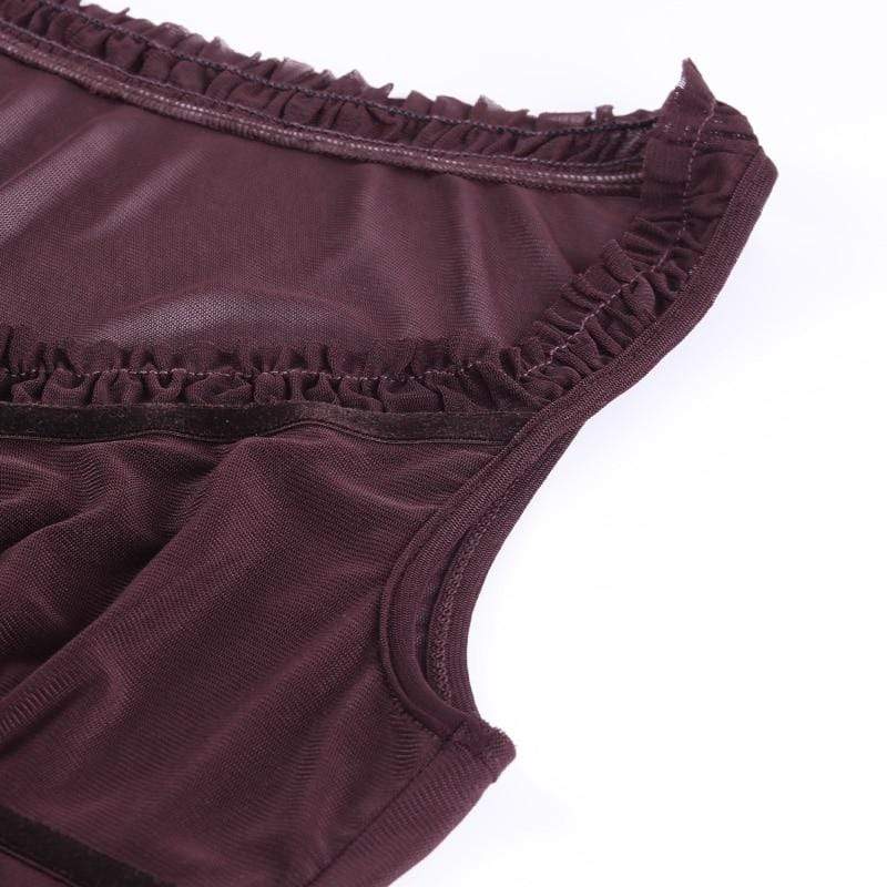 Kinky Cloth 200000790 Brown V-Neck Mesh Camisole