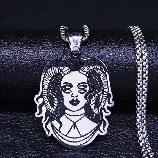 Kinky Cloth Bullhorn Witch Chain Necklace