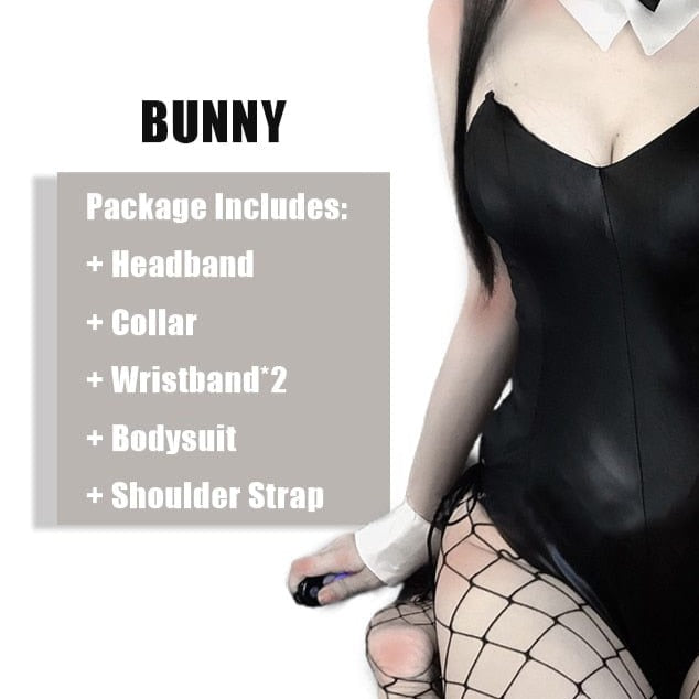 Kinky Cloth Set A / One Size Bunny Costume Faux Leather Set