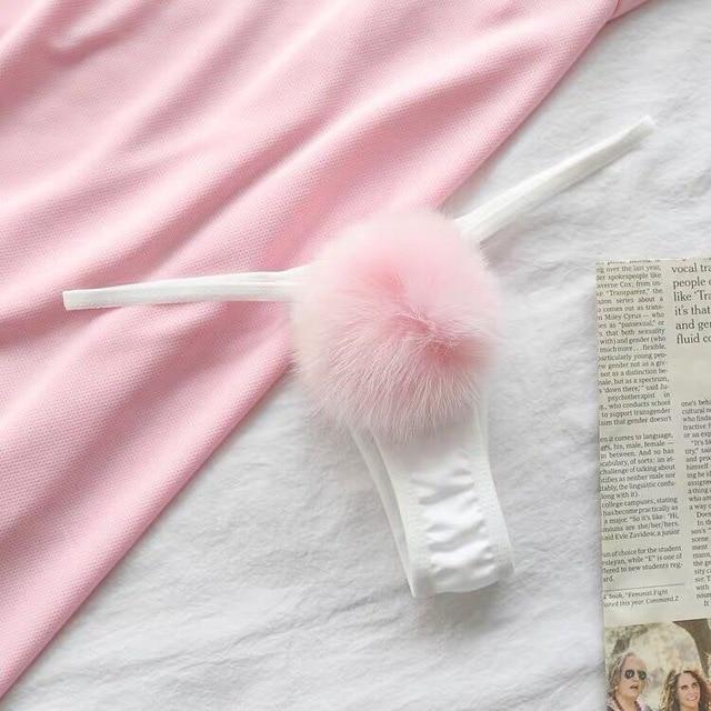 Kinky Cloth pink / One Size Bunny Poof Thong