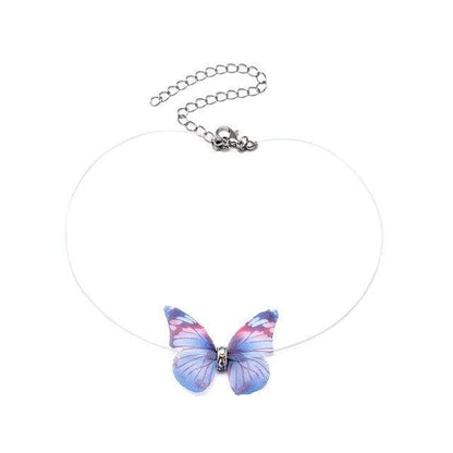Kinky Cloth Necklace Blue Butterfly Necklace