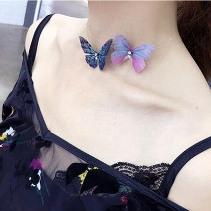 Kinky Cloth Necklace Butterfly Necklace