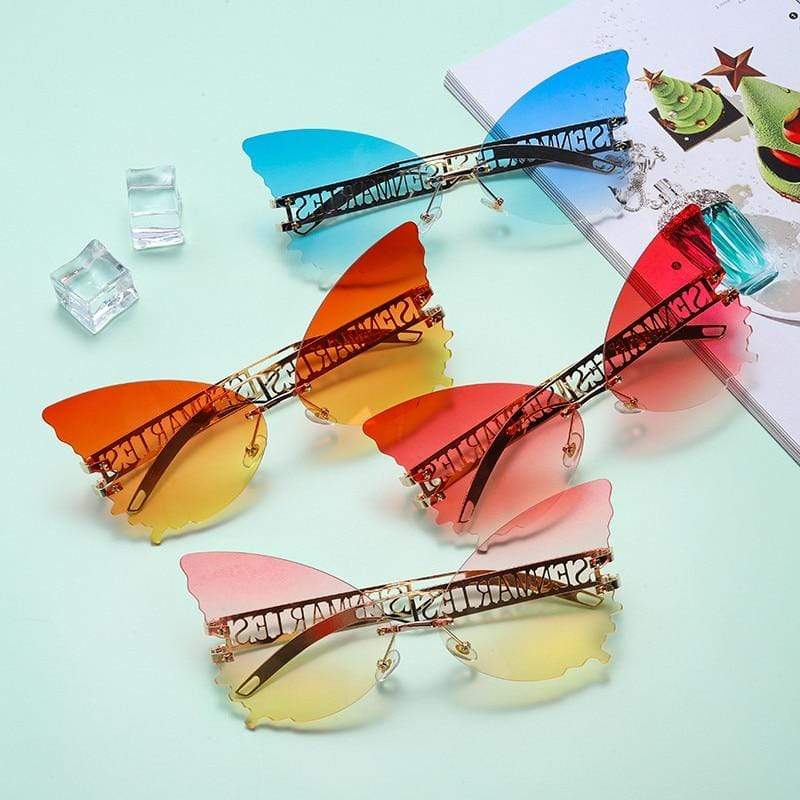 Kinky Cloth 33902 Butterfly Rimless Oversized Sunglasses