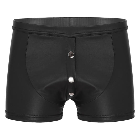Kinky Cloth Black / M Button Front Faux Leather Underwear