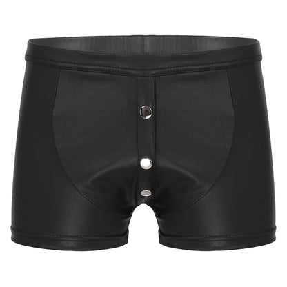 Kinky Cloth Black / M Button Front Faux Leather Underwear