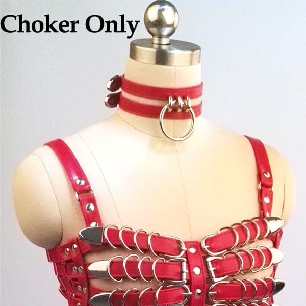 Kinky Cloth Choker Only / One Size Caged Bra Belt Harness Choker Cosplay