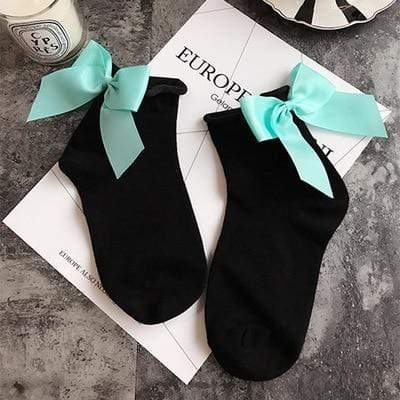 Kinky Cloth 200000866 Black Arctic Blue Candy Color Bow Knot Socks