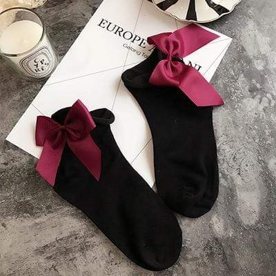 Kinky Cloth 200000866 Black Red Candy Color Bow Knot Socks