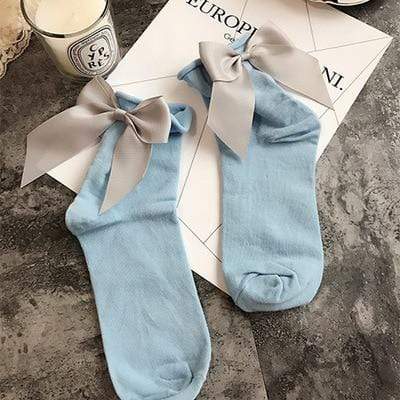 Kinky Cloth 200000866 Blue Gray Candy Color Bow Knot Socks