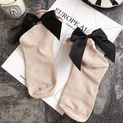 Kinky Cloth 200000866 Khaki Black Candy Color Bow Knot Socks