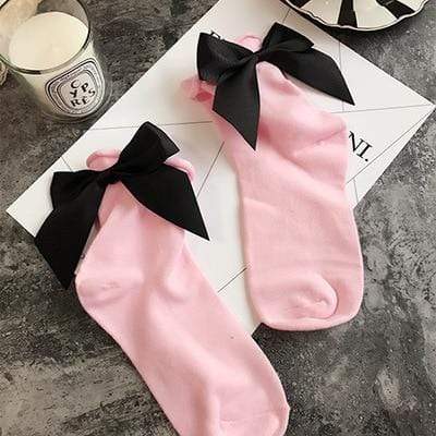 Kinky Cloth 200000866 Pink Black Candy Color Bow Knot Socks