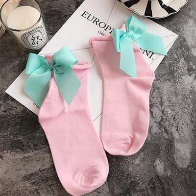 Kinky Cloth 200000866 Pink Blue Candy Color Bow Knot Socks