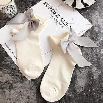 Kinky Cloth 200000866 White Gray Candy Color Bow Knot Socks