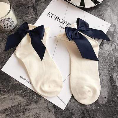 Kinky Cloth 200000866 White Navy Blue Candy Color Bow Knot Socks