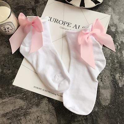 Kinky Cloth 200000866 White Pink Candy Color Bow Knot Socks