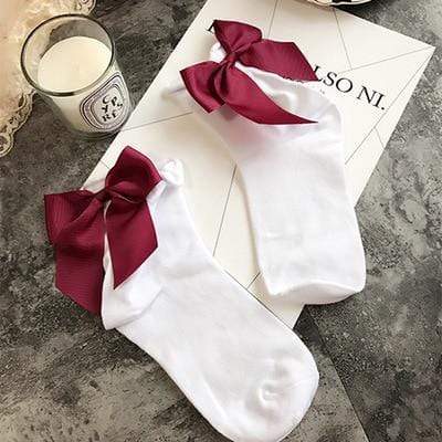 Kinky Cloth 200000866 White Red Candy Color Bow Knot Socks