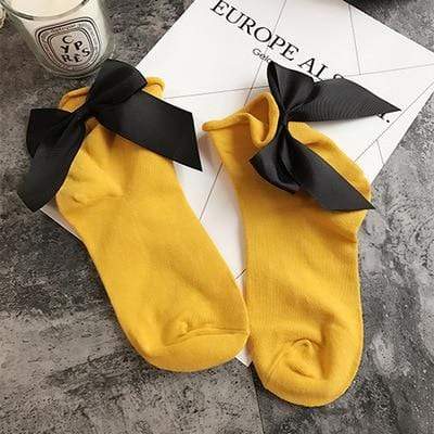 Kinky Cloth 200000866 Yellow Black Candy Color Bow Knot Socks