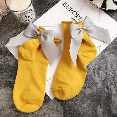 Kinky Cloth 200000866 Yellow Gray Candy Color Bow Knot Socks