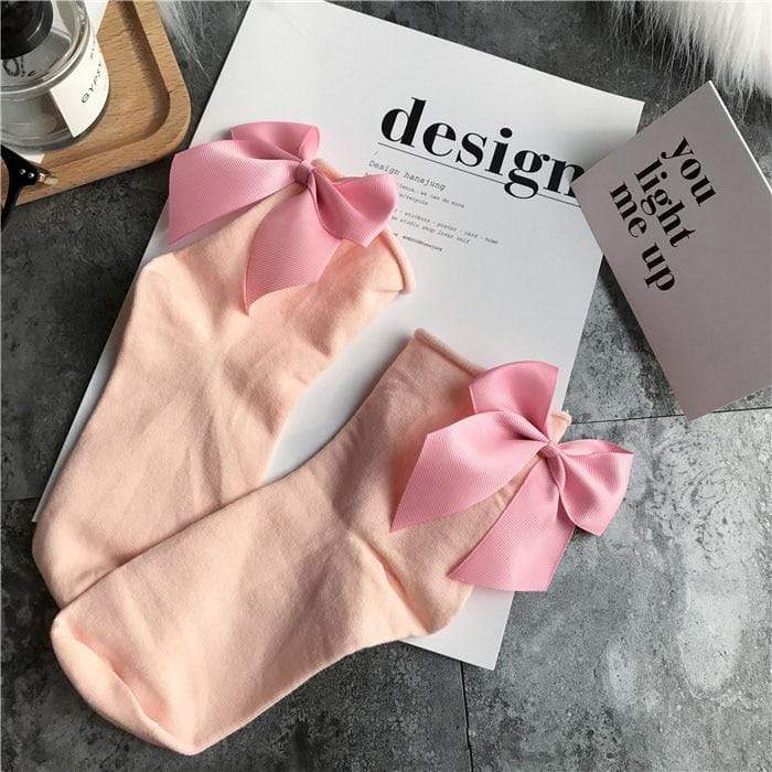 Kinky Cloth 200000866 Baby Pink Candy Color Bow Short Socks
