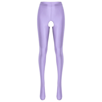 Kinky Cloth Light Purple / M Candy Color Glossy Crotchless Pantyhose