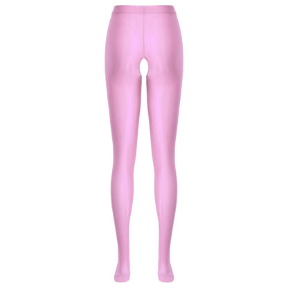 Kinky Cloth Pink / M Candy Color Glossy Crotchless Pantyhose