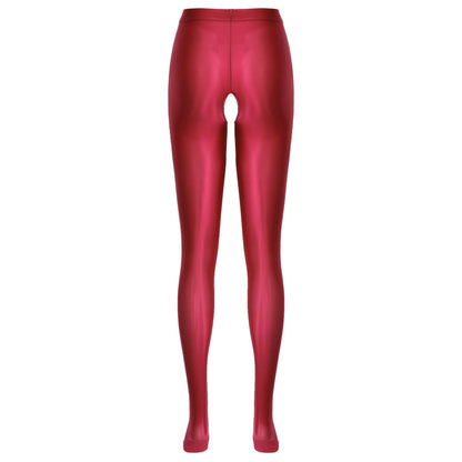 Kinky Cloth Red / M Candy Color Glossy Crotchless Pantyhose