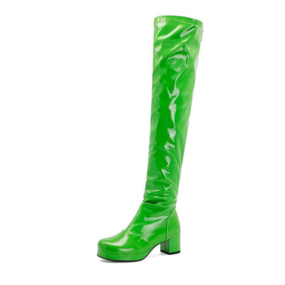 Kinky Cloth green / 4 Candy Colors Long Boots