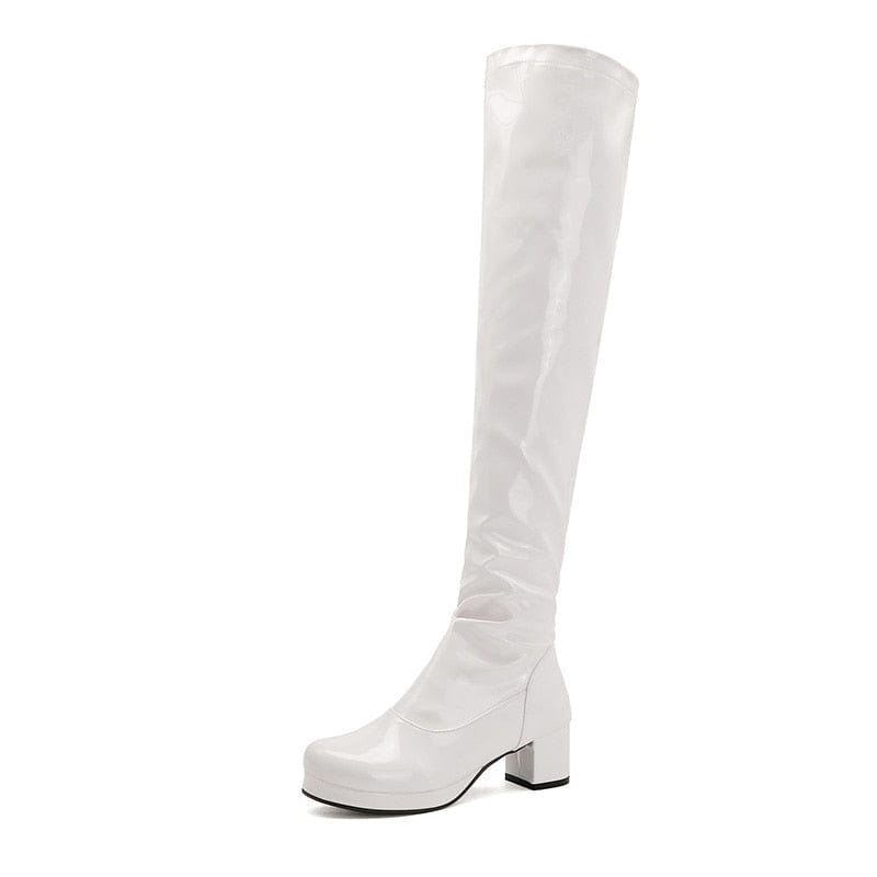 Kinky Cloth white / 4 Candy Colors Long Boots