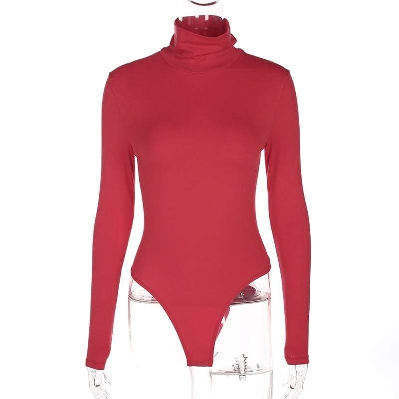 Kinky Cloth 200000362 Red / S Casual Cotton Turtleneck Bodysuit