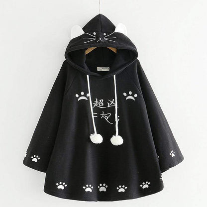 Kinky Cloth 200000348 Black / One Size Cat Ear Cloak Fleece Hoodies